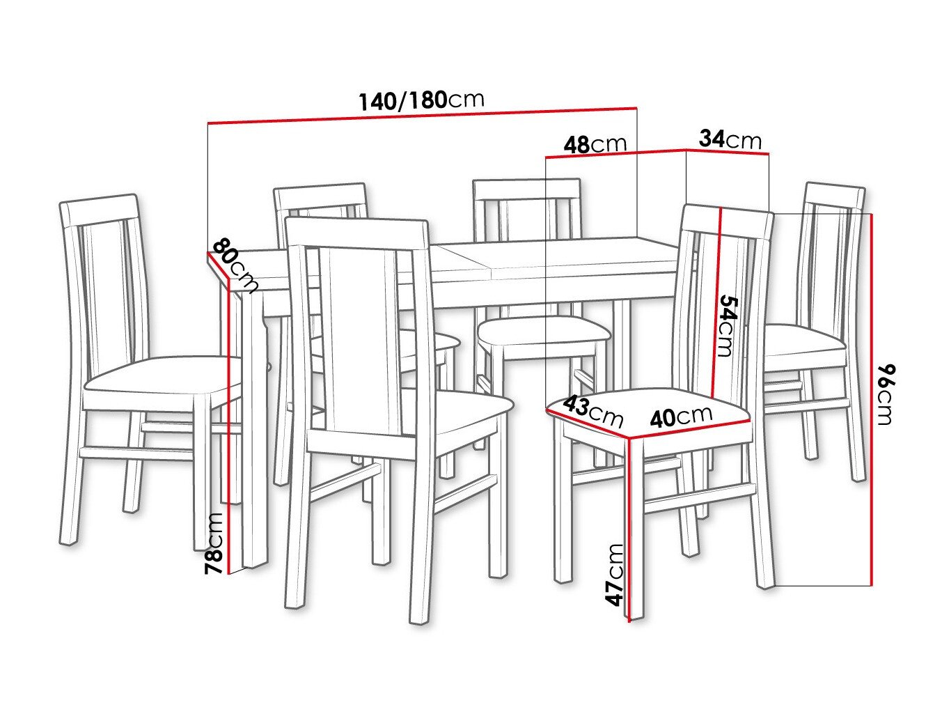 Salle à manger complète Victorville 315 (Sonoma chêne)