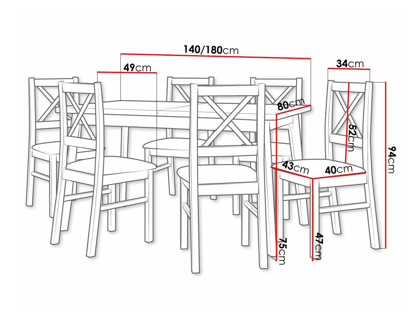 Salle à manger complète Victorville 316 (Blanc)
