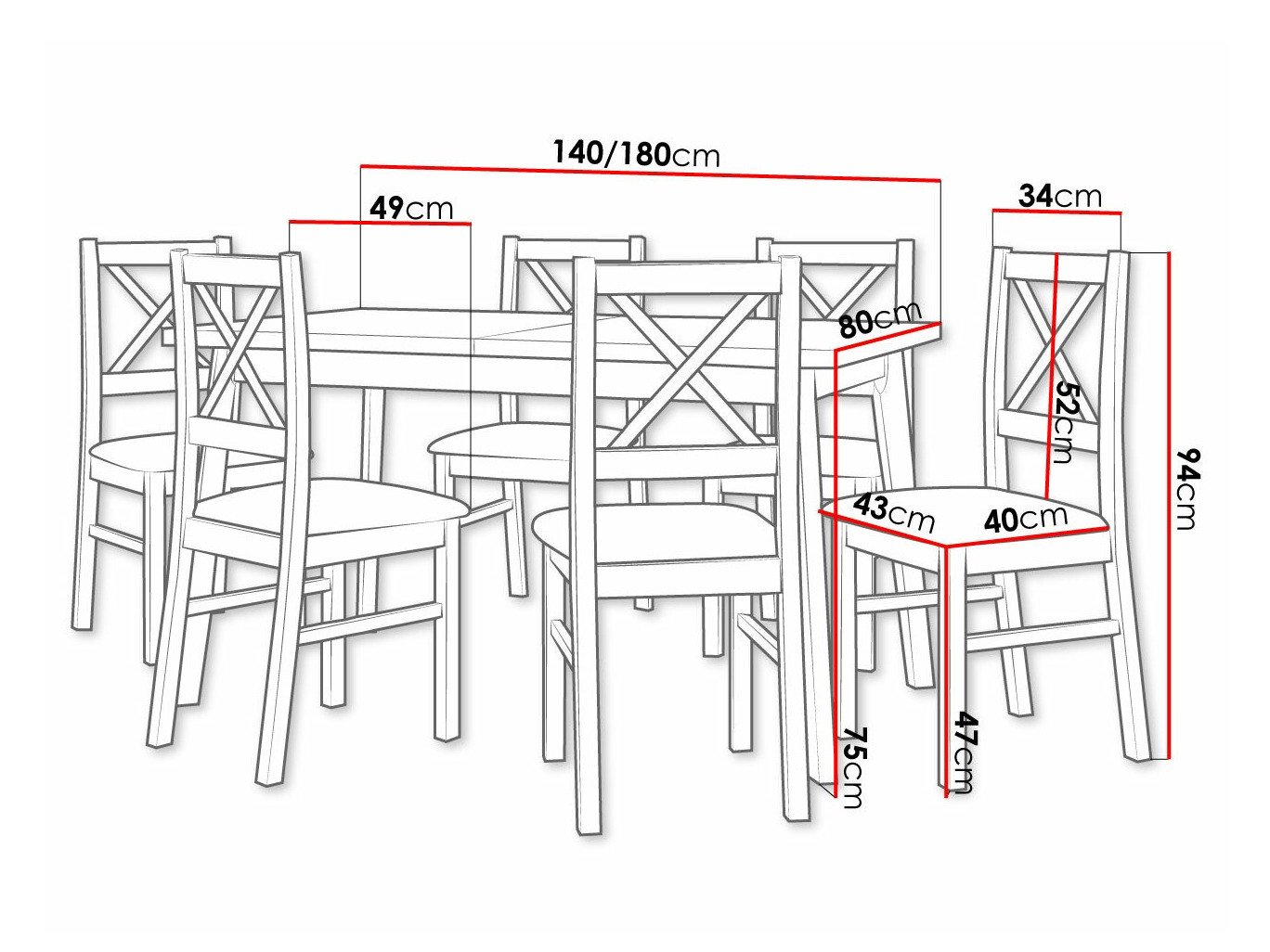 Salle à manger complète Victorville 316 (Blanc)