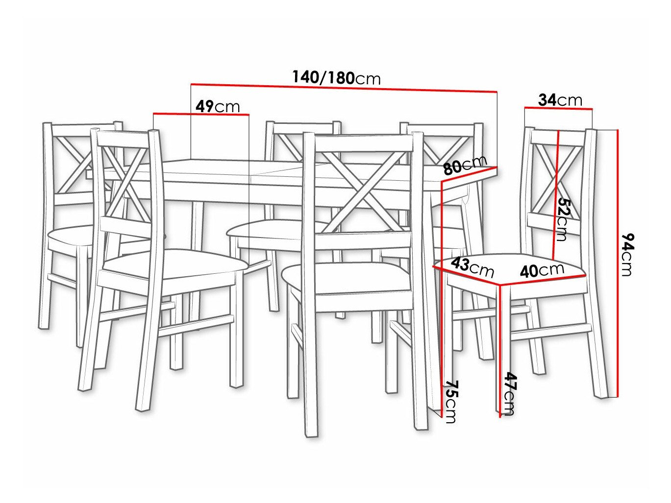 Salle à manger complète Victorville 316 (Blanc)