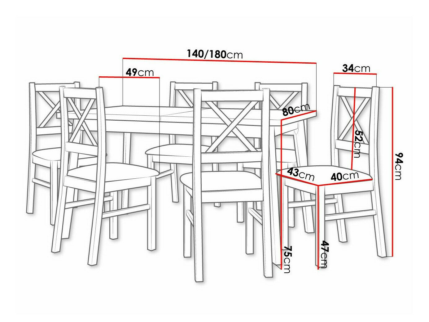 Salle à manger complète Victorville 317 (Blanc)