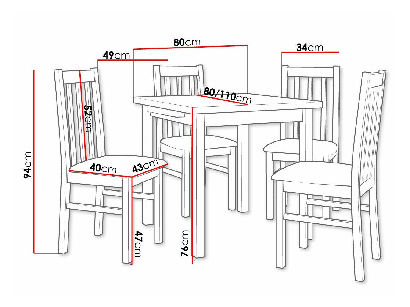 Salle à manger complète Victorville 319 (Blanc)