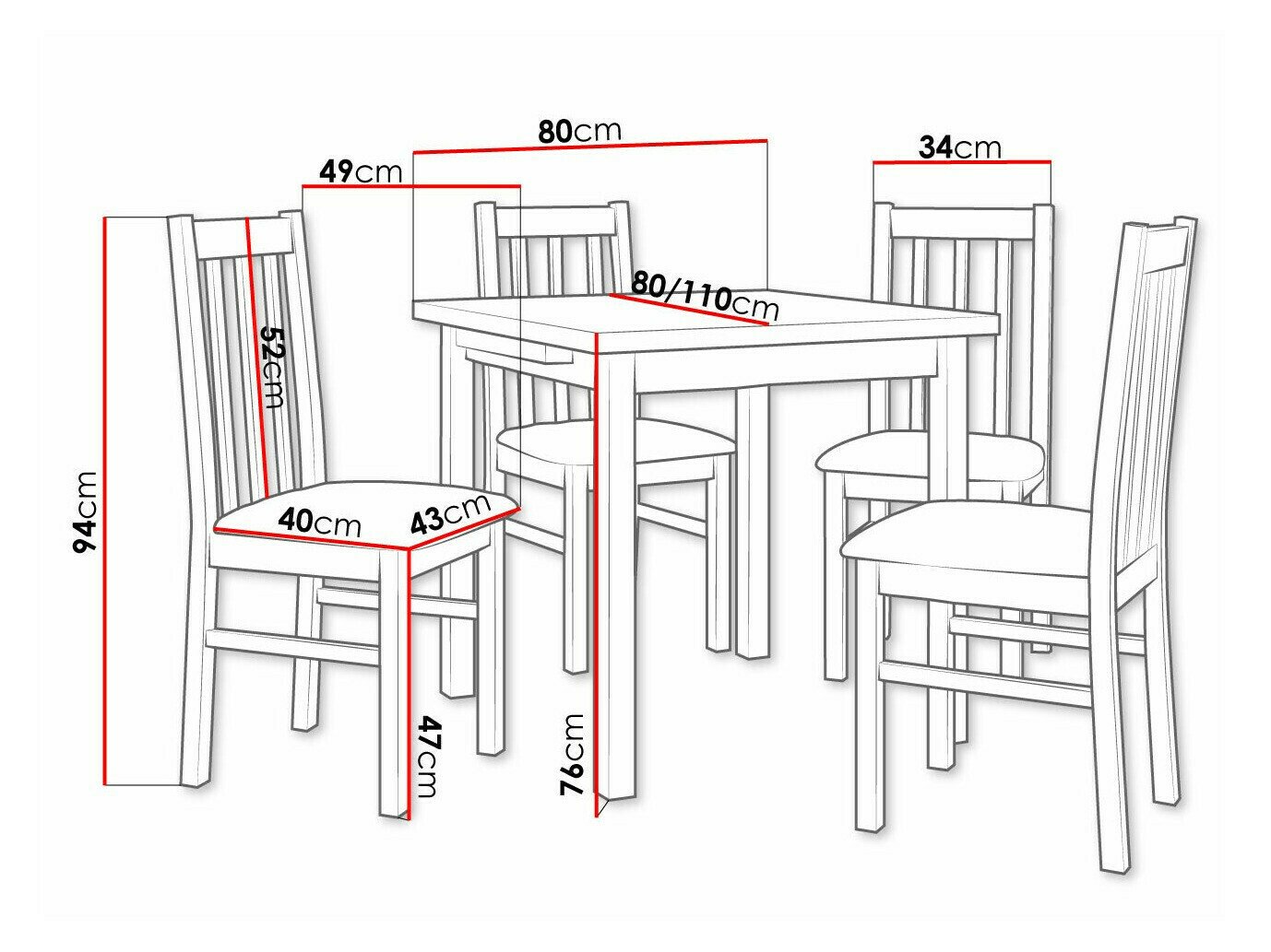 Salle à manger complète Victorville 319 (Blanc)
