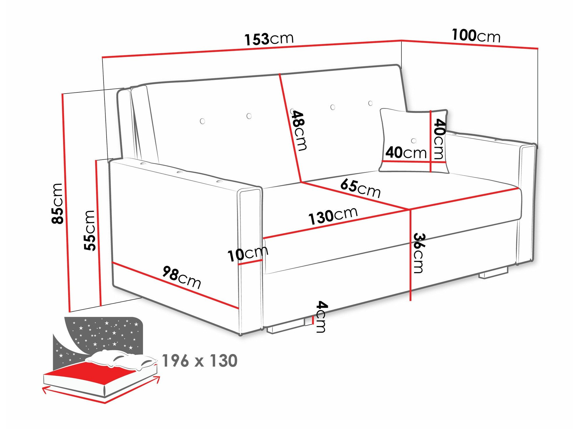 Canapé convertible Caelrin III (Coral 15)