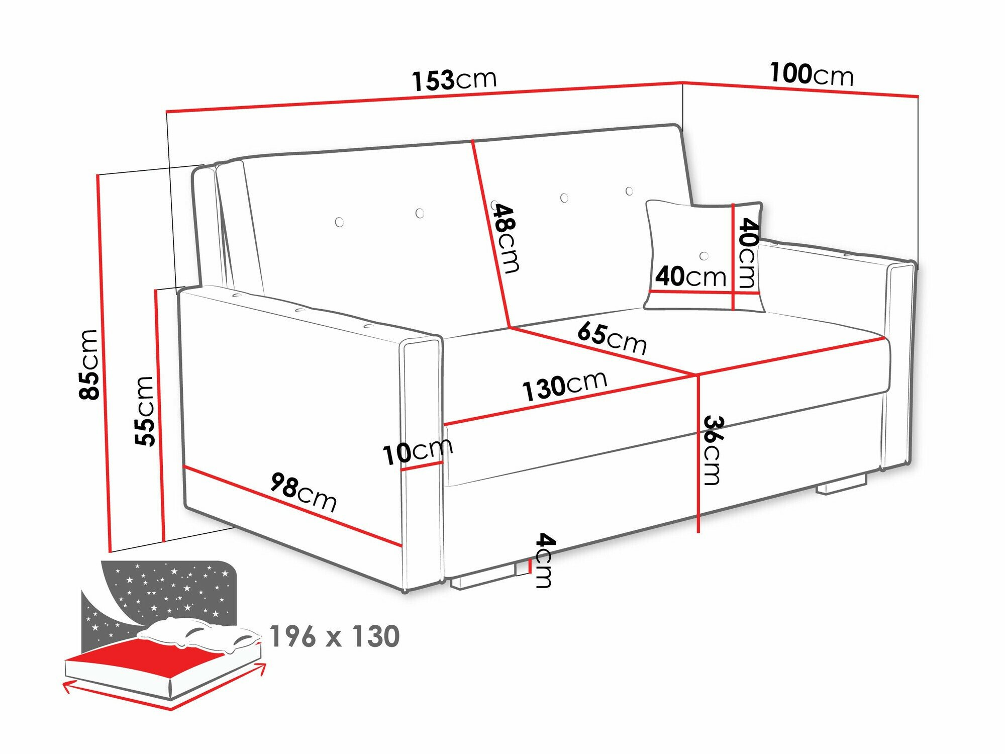 Canapé convertible Caelrin III (Coral 65)