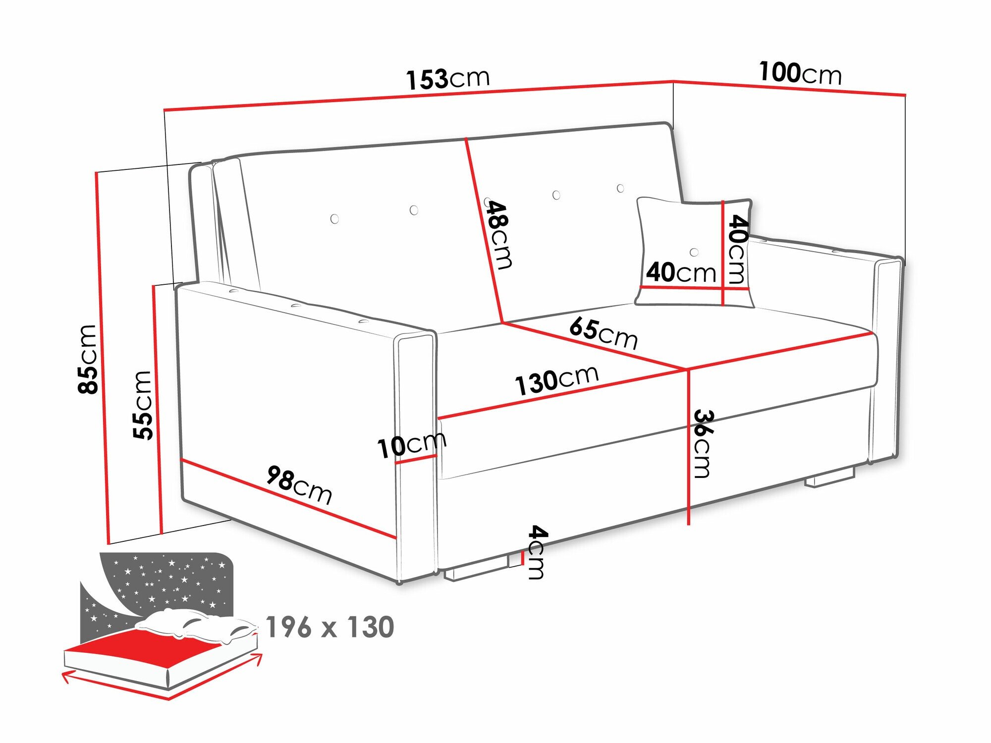 Canapé convertible Columbus 234 (Coral 55)