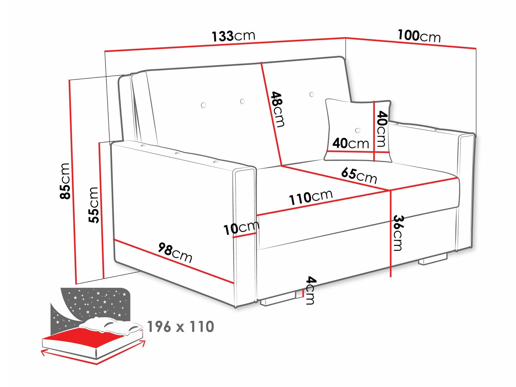 Canapé convertible Columbus 235 (Coral 65)