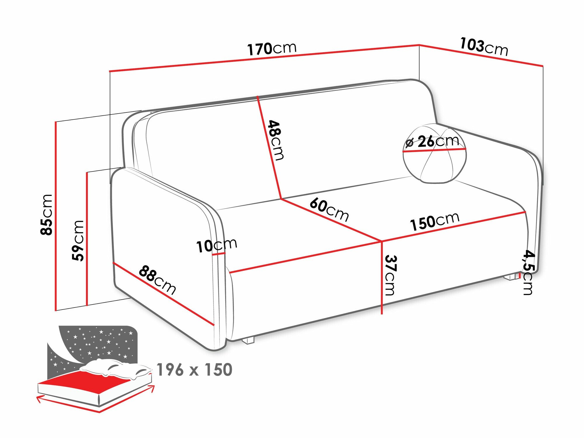 Canapé convertible Poetal IV (Coral 55)