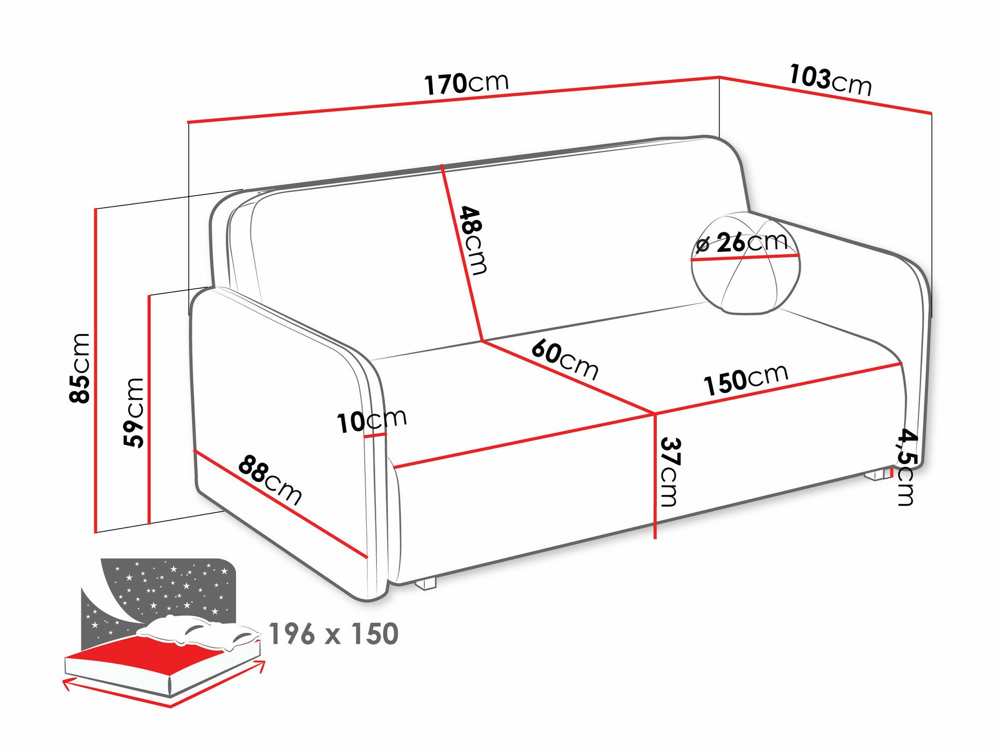 Canapé convertible Poetal IV (Velo 627)