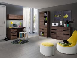 Ensemble de bureau à domicile Fivelbo 116 (Chêne du Monastery + Noir brillant)