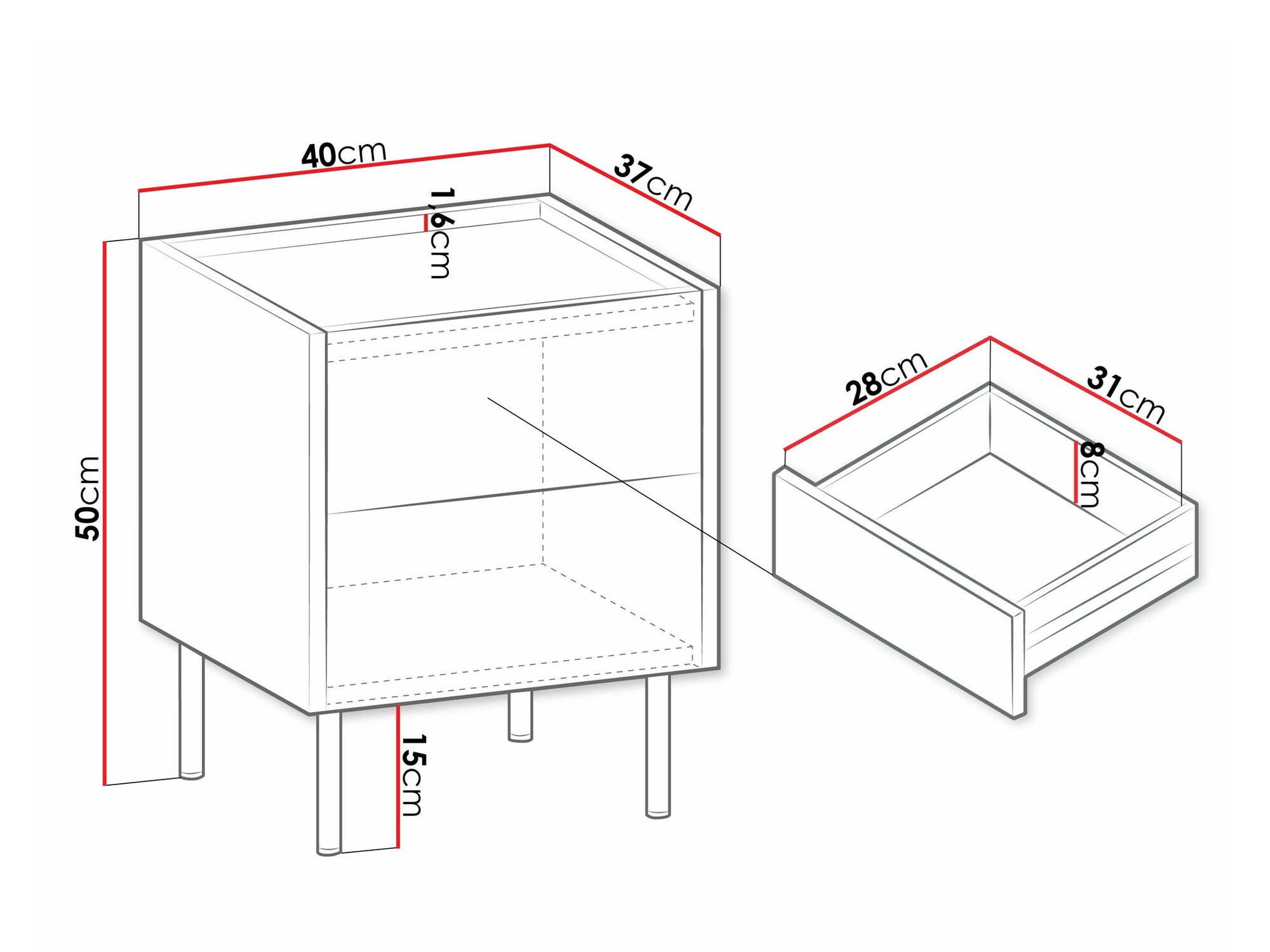 Table de chevet Comfivo Belviro 106