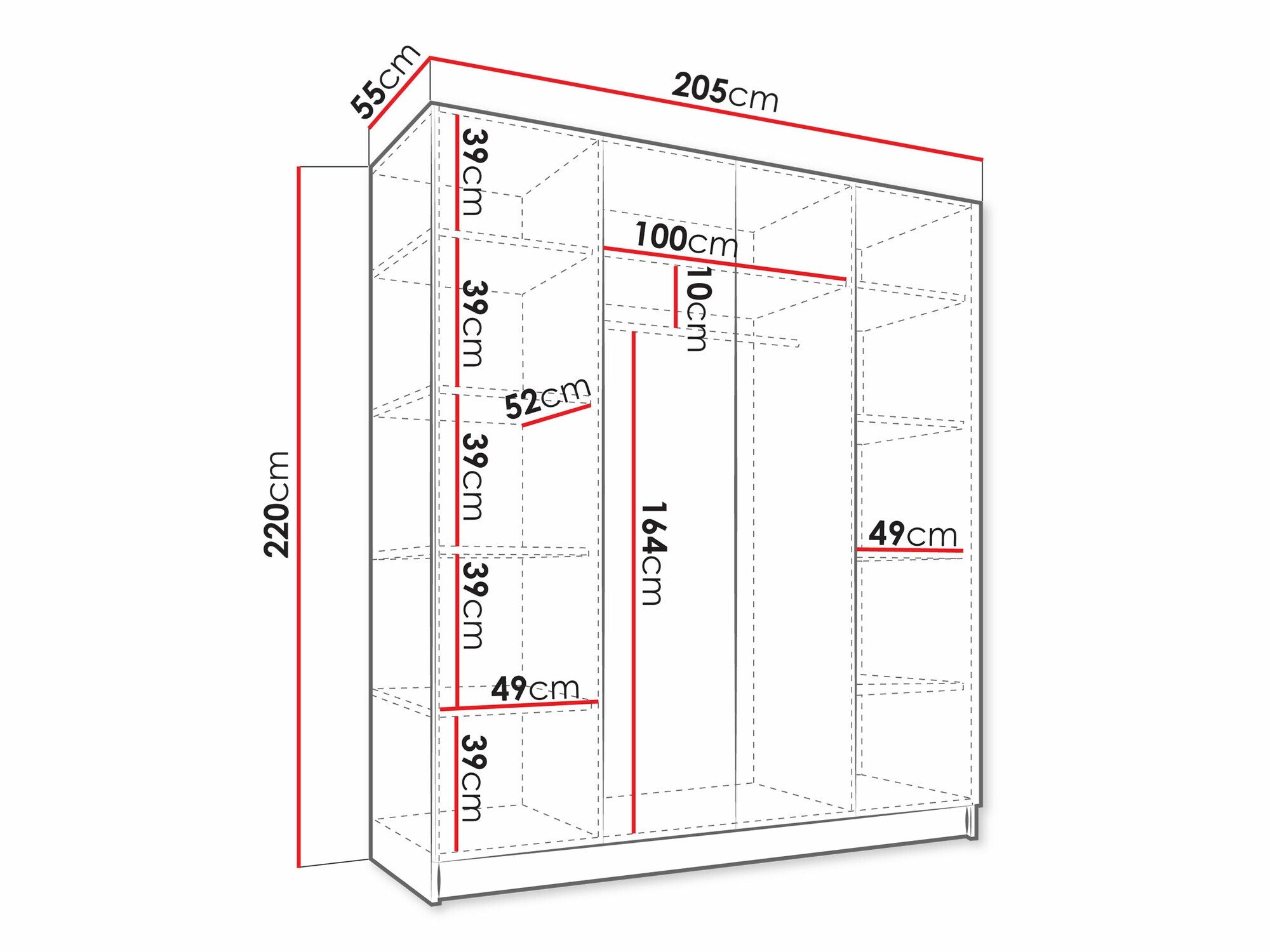 Armoire Lunole 107 (Chêne Artisan + Noir)