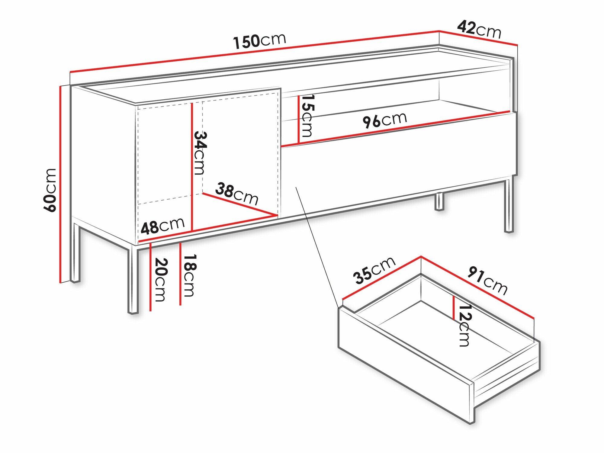 Meuble TV Lunole 108 (Cachemire)