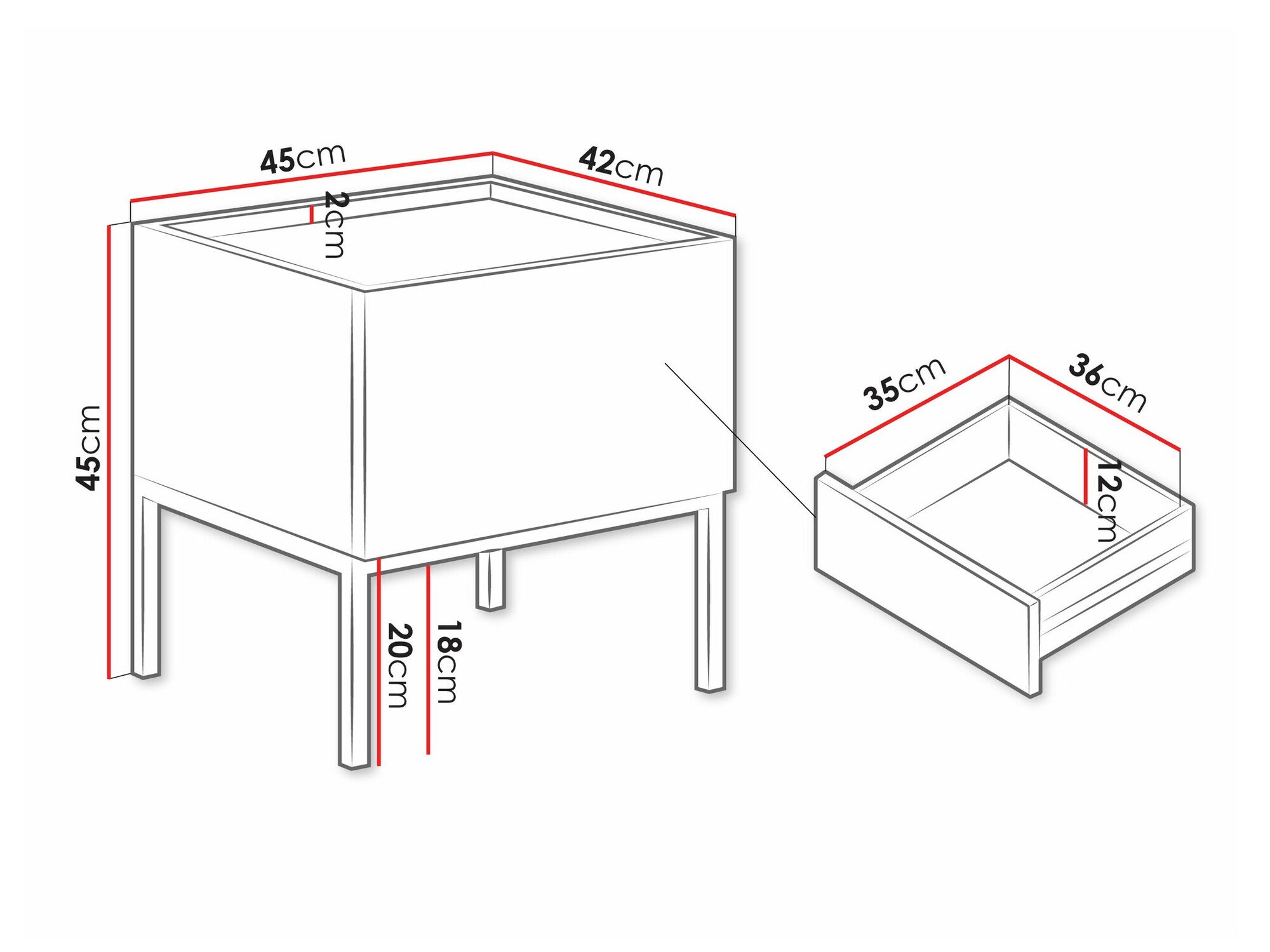 Table de chevet Lunole 106 (Cachemire)