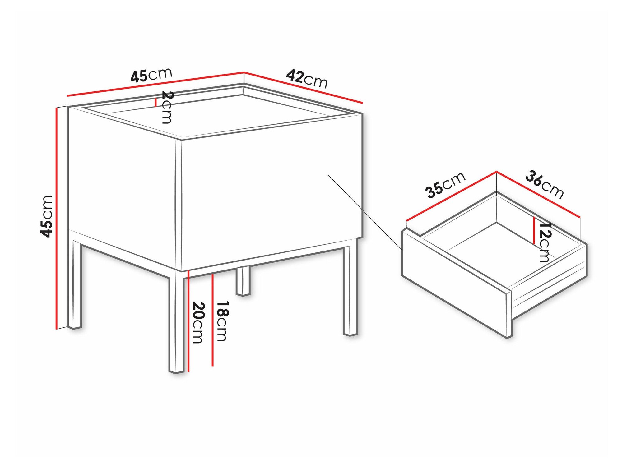 Table de chevet Lunole 106 (Chêne Artisan + Noir)