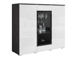 Buffet Mirfivo 103 (Matera gris + Blanc brillant)