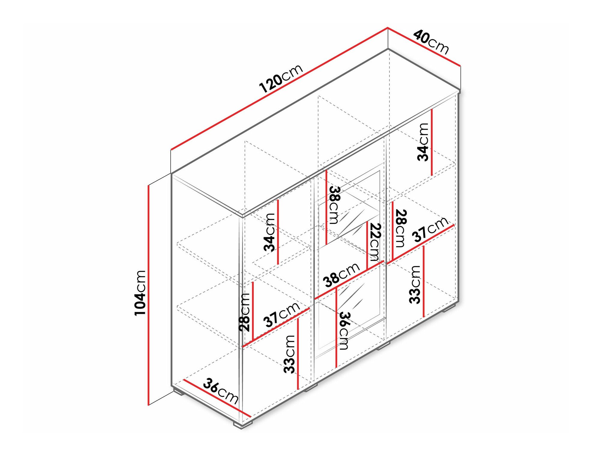 Buffet Sarasota 186 (Matera gris + Blanc brillant)