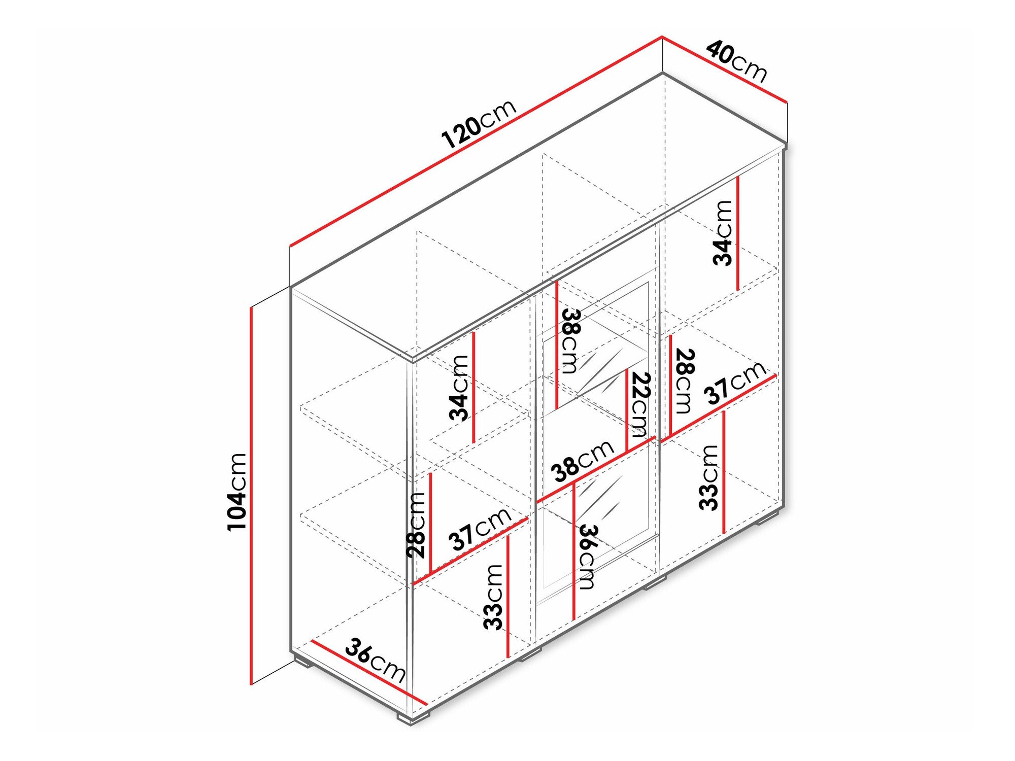 Buffet Sarasota 186 (Matera gris + Blanc brillant)