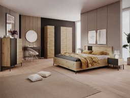 Ensemble de chambre Lunole 111 (Chêne Artisan + Noir)