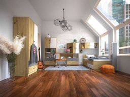 Ensemble de meubles Almira 114 (Chêne Artisan + Blanc + Gris)