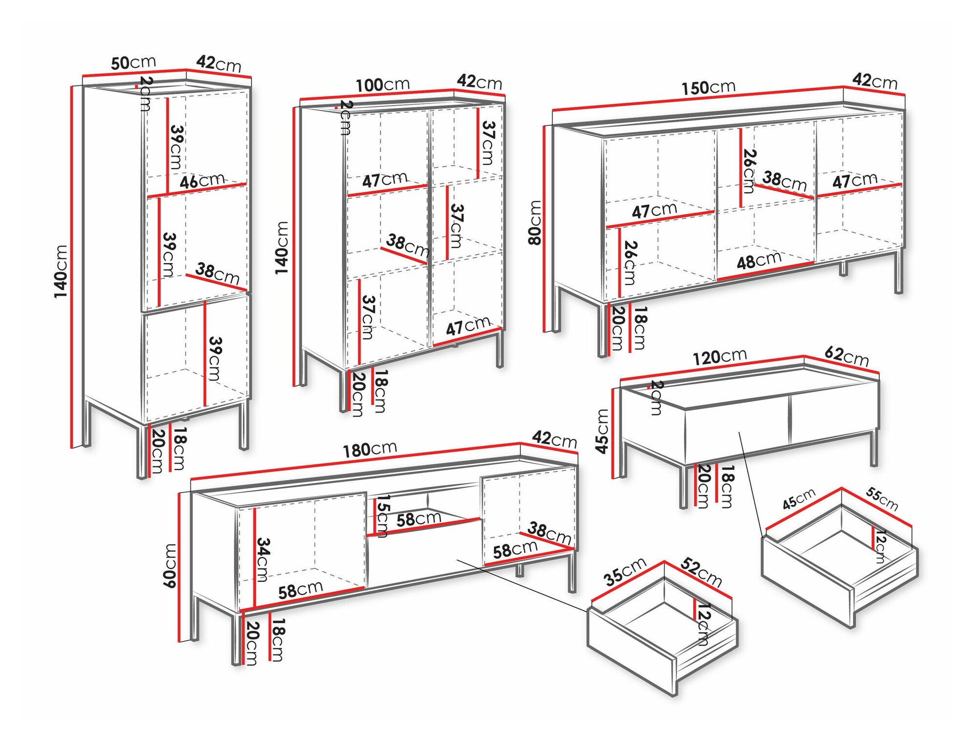 Ensemble de salon Lunole 110 (Chêne Artisan + Noir)