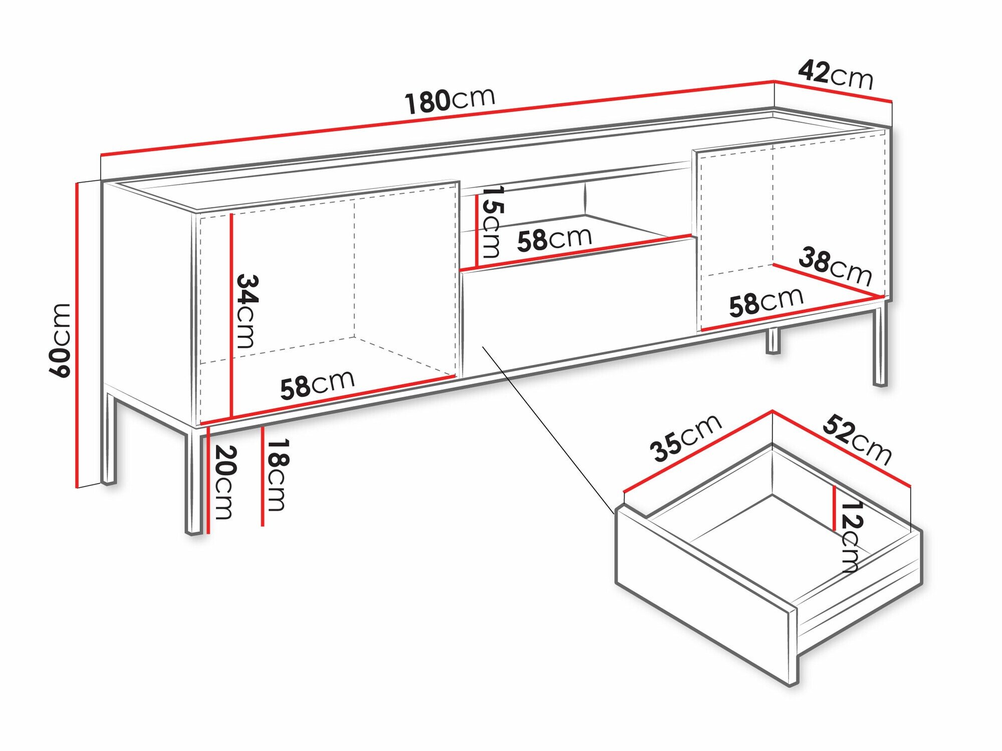 Meuble TV Lunole 109 (Cachemire)