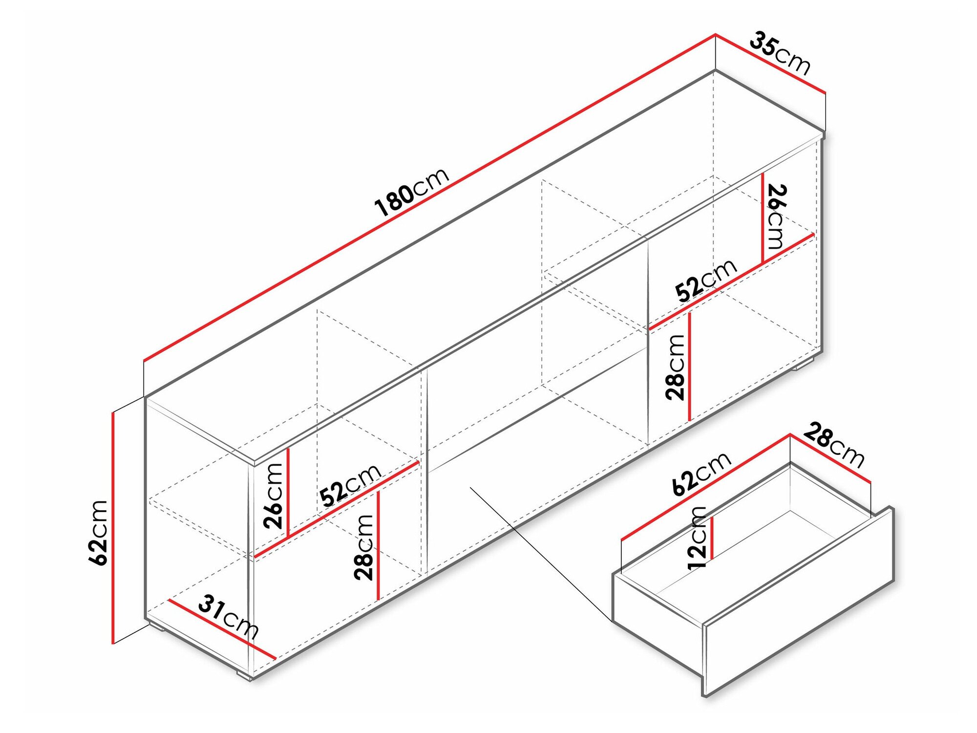 Meuble TV Sarasota 190 (Graphite)