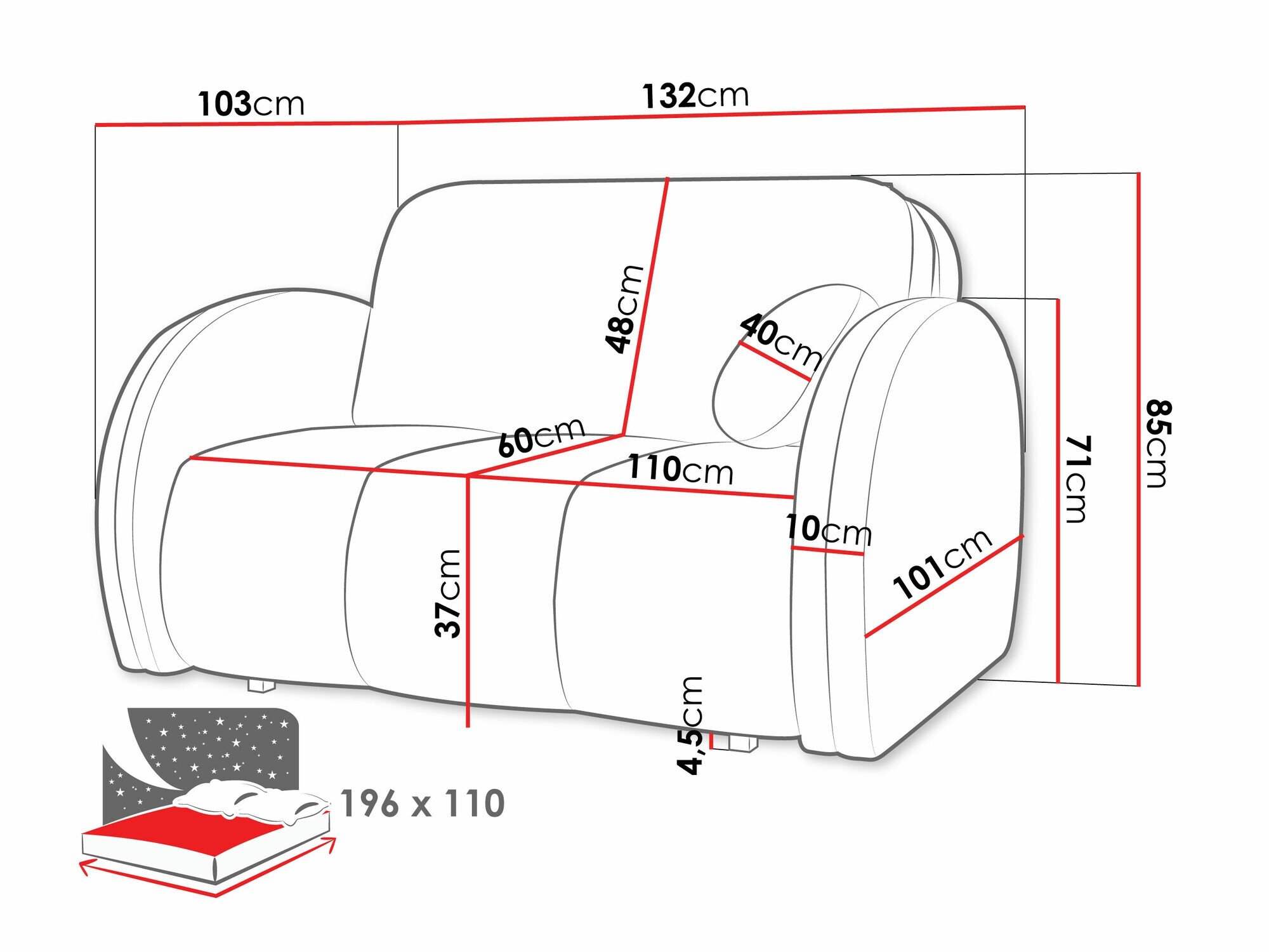 Canapé convertible Citral II (Velo 633)