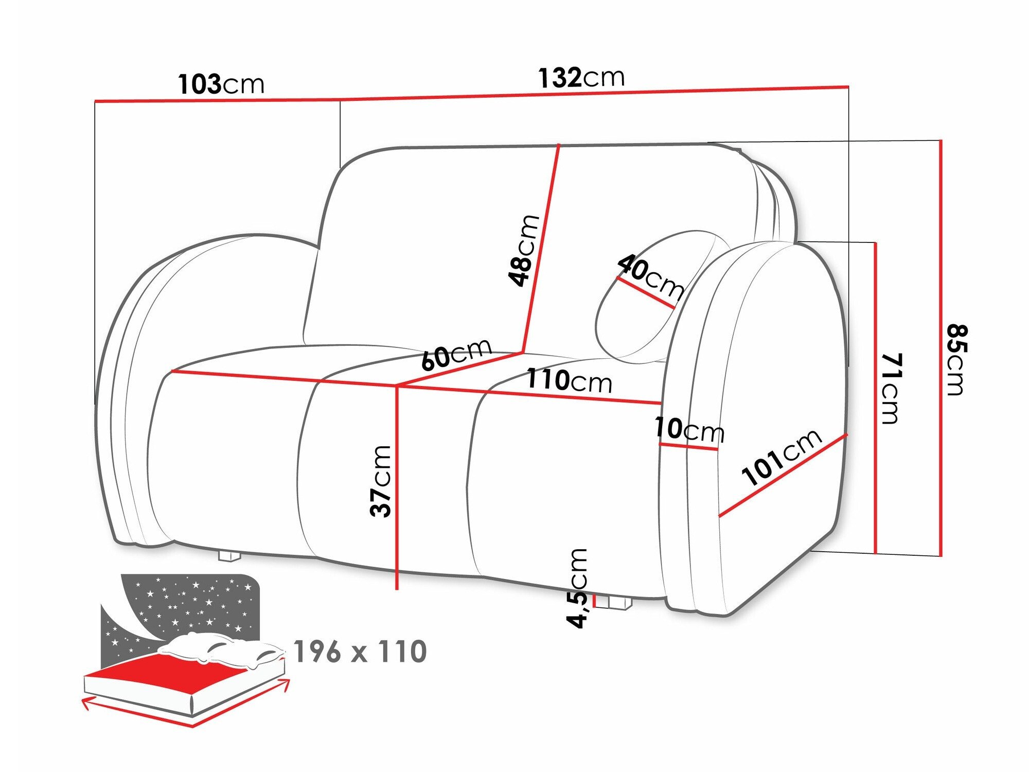 Canapé convertible Columbus 243 (Velo 626)