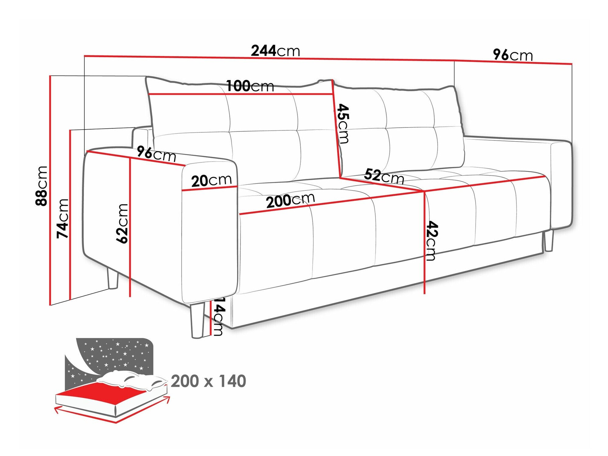 Canapé convertible Delaware 104 (Bluvel 30)