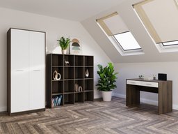 Ensemble de bureau à domicile Novsore 166 (Chêne foncé + Blanc)