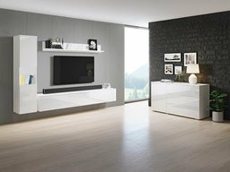 Ensemble de salon Sarasota 132 (Blanc + Blanc brillant)