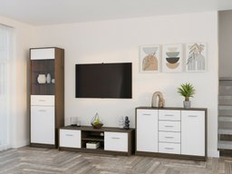 Ensemble de salon Novsore 162 (Chêne foncé + Blanc)