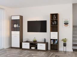 Ensemble de salon Novsore 163 (Chêne foncé + Blanc)