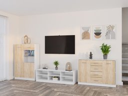 Ensemble de salon Novsore 165 (Blanc + Sonoma chêne)