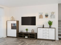 Ensemble de salon Novsore 165 (Chêne foncé + Blanc)