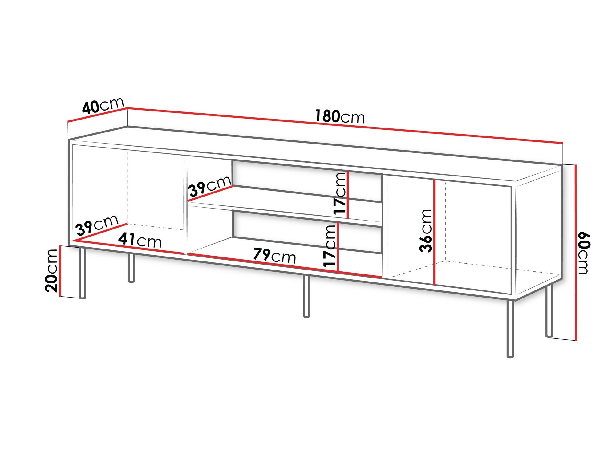 Meuble TV Flosoru 104 (Noyer + Noir)