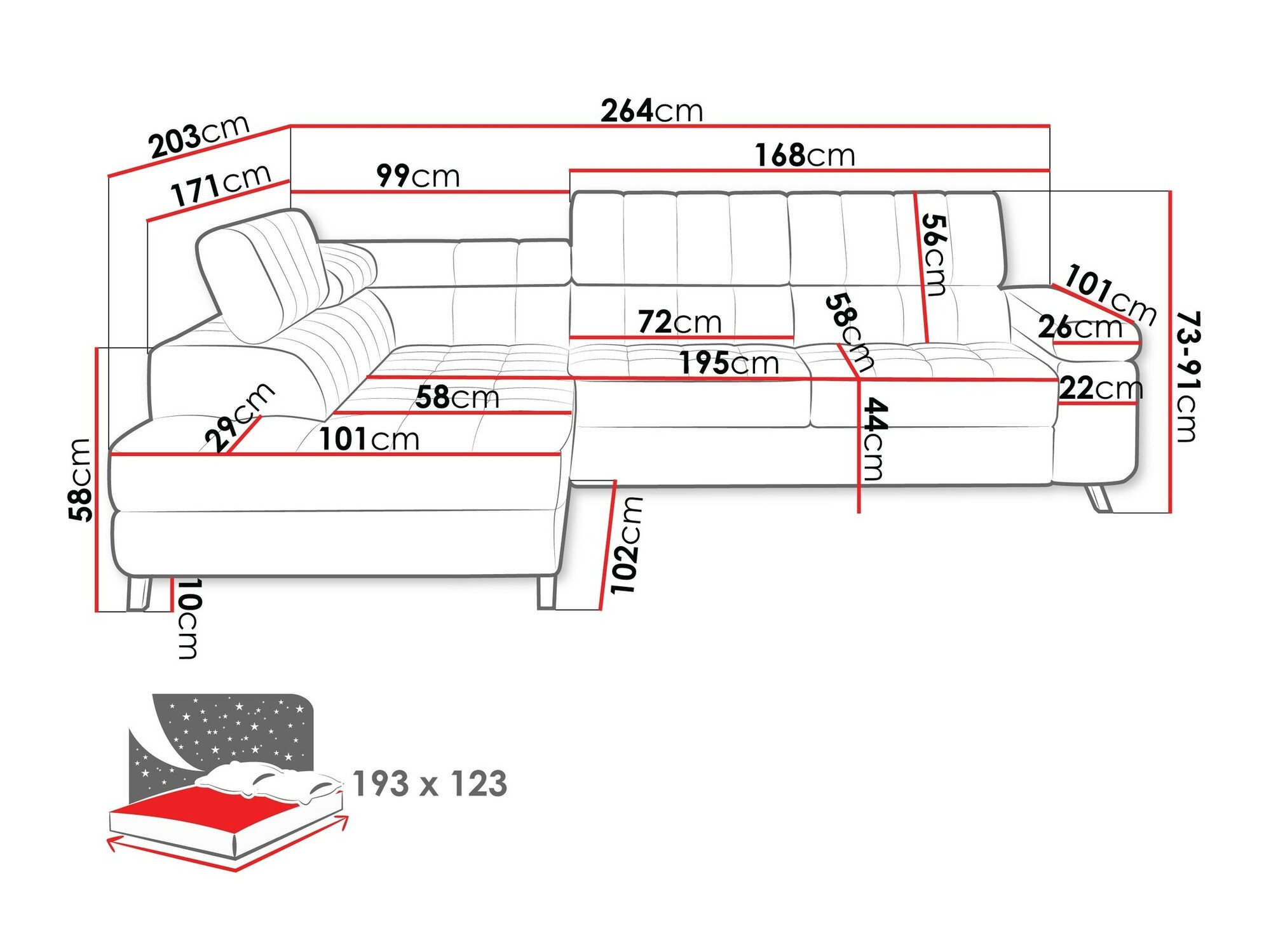 Canapé d'angle Comfivo Agnus (Baloo 2074)
