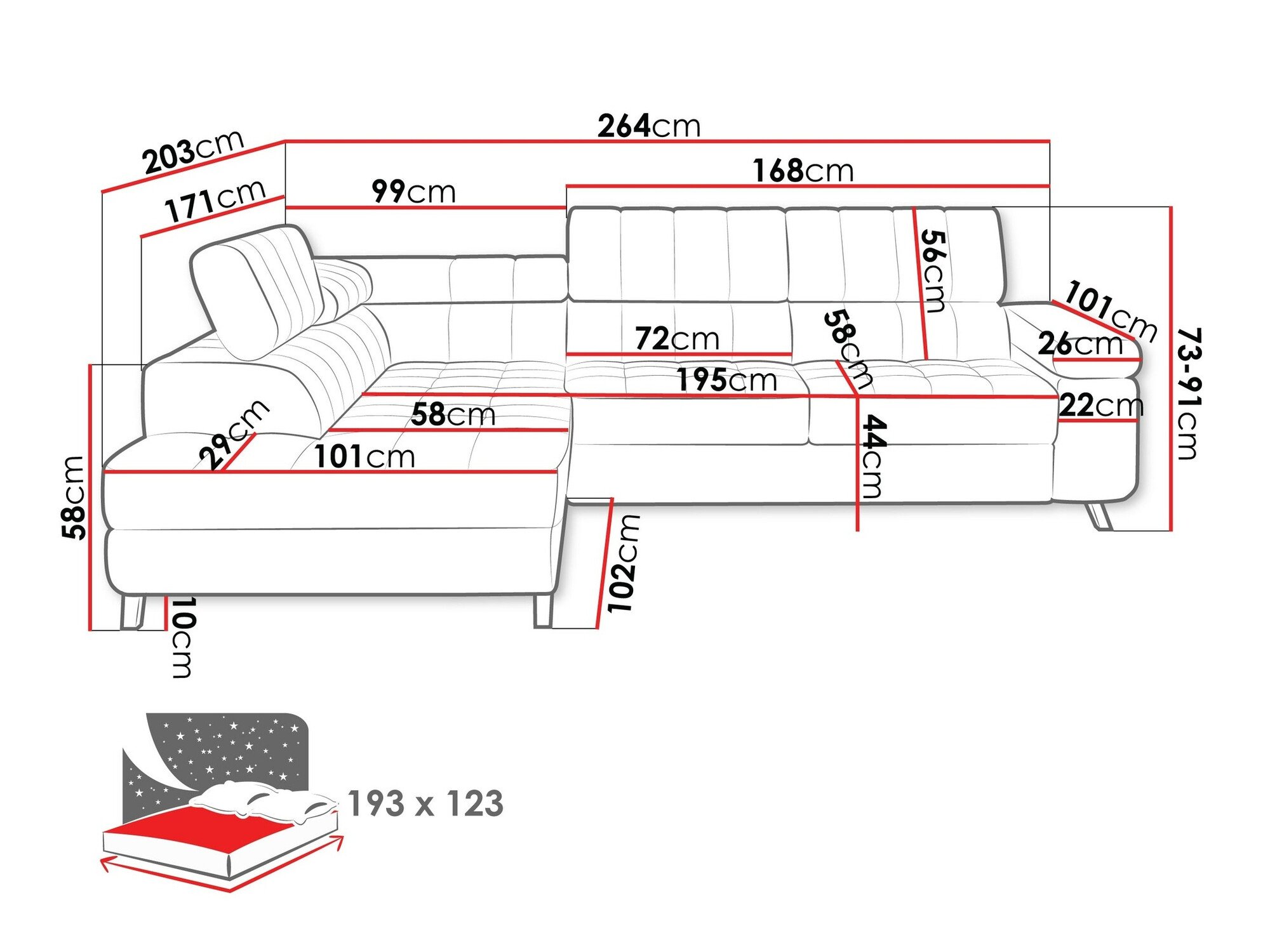 Canapé d'angle Comfivo Agnus (Magic Velvet 2227)