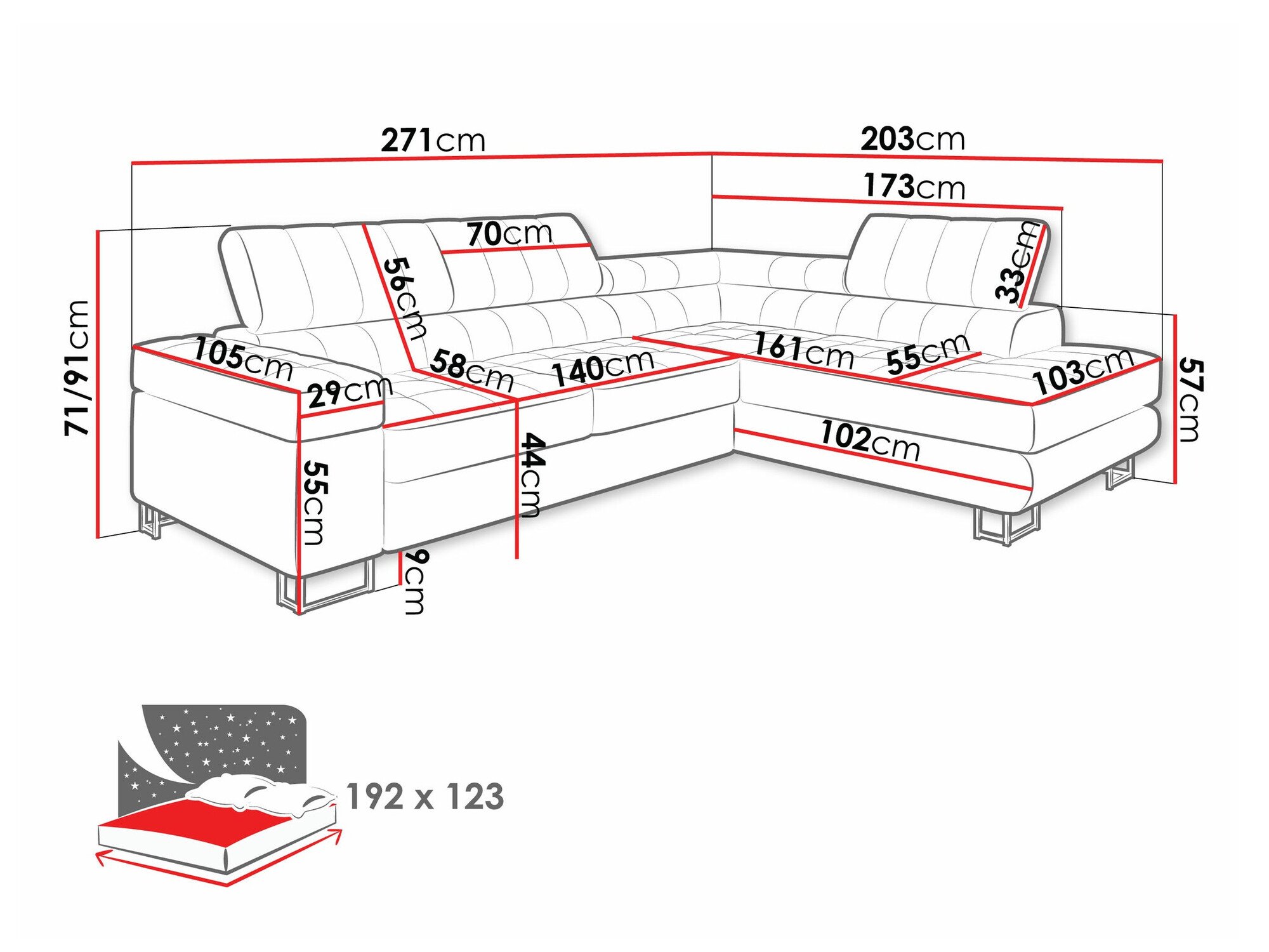 Canapé d'angle Comfivo Anima (Coral 45)
