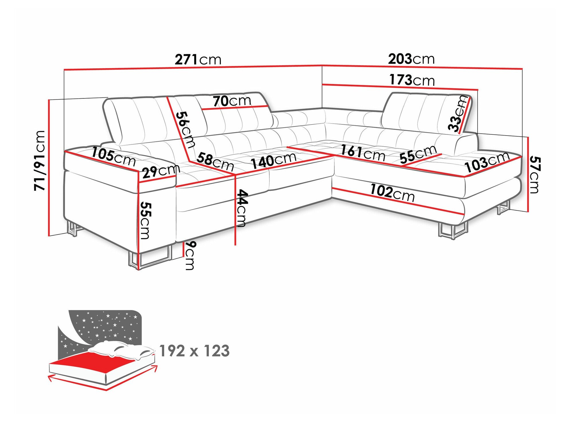 Canapé d'angle Comfivo Anima (Coral 45)