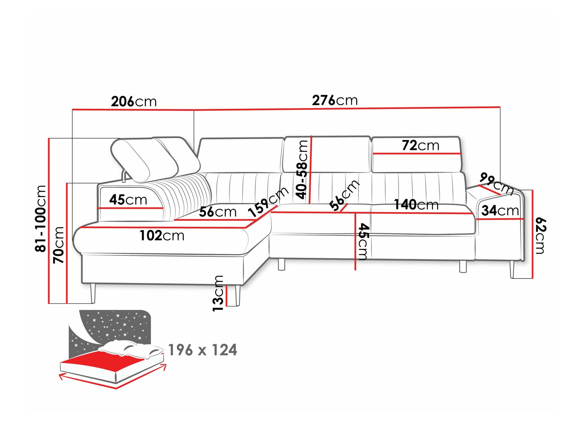 Canapé d'angle Comfivo Universum (Coral 45)