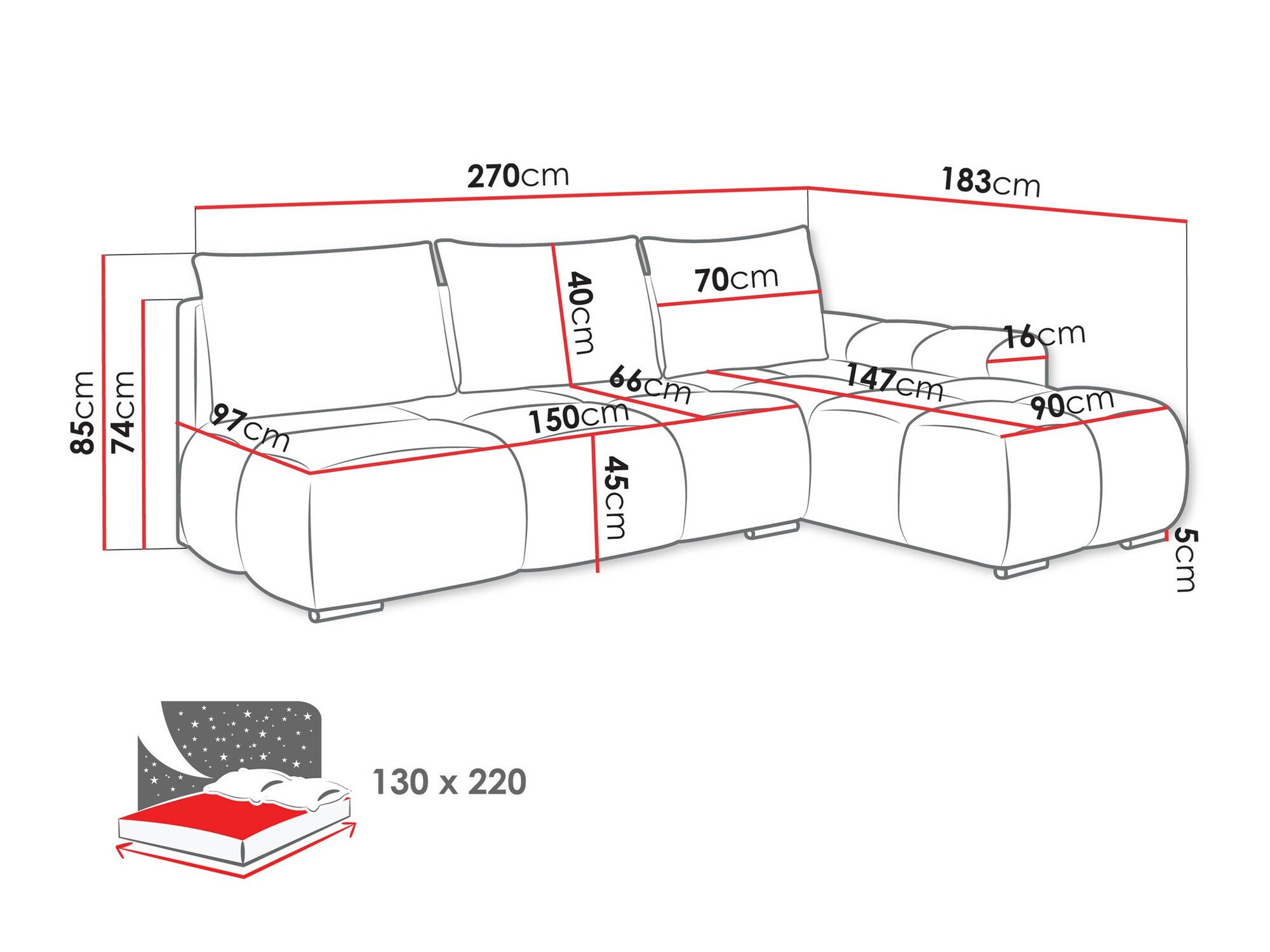 Canapé d'angle Camden 106 (Velo 623)