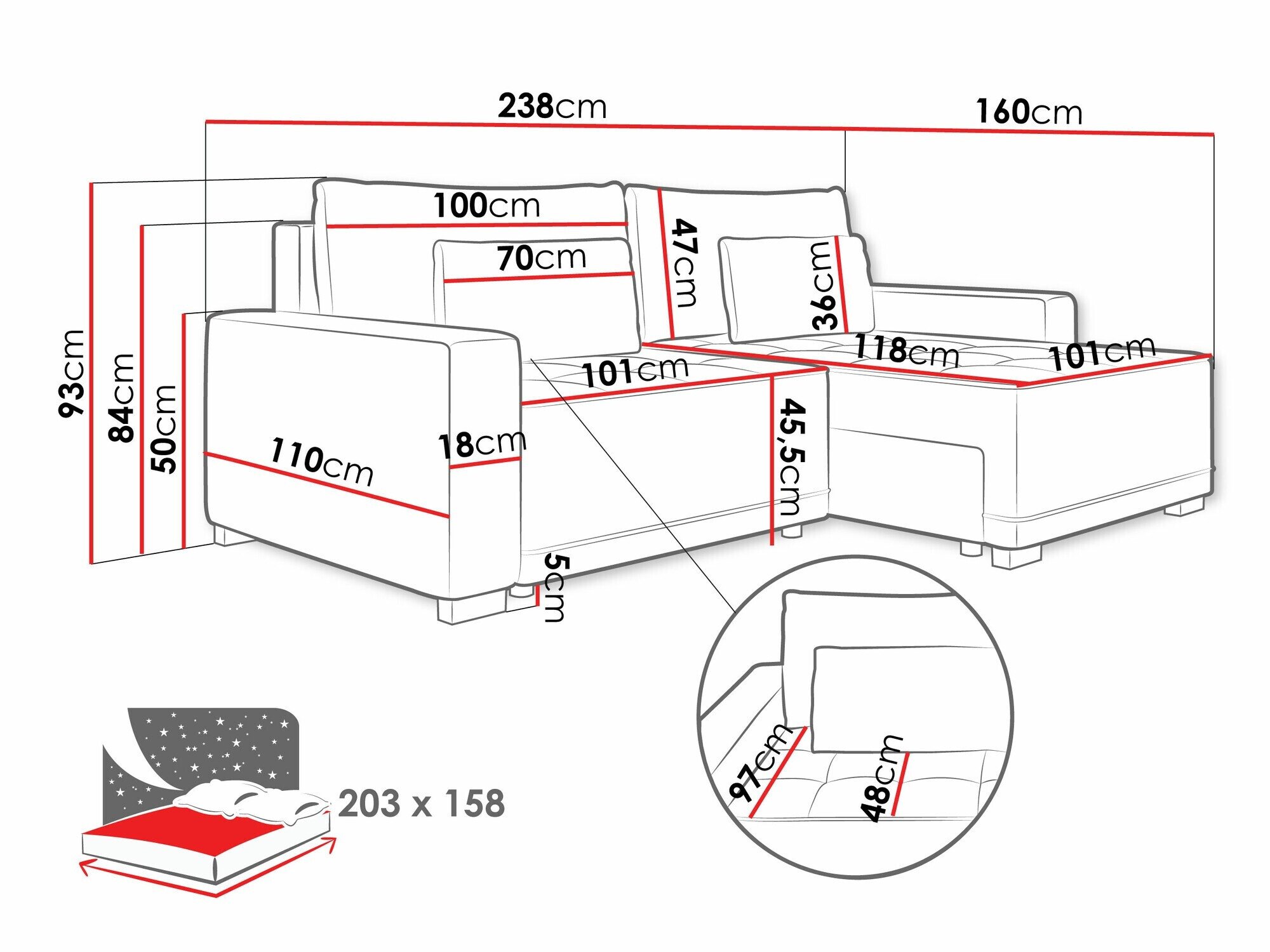 Canapé d'angle Sanford 106 (Paros 01)