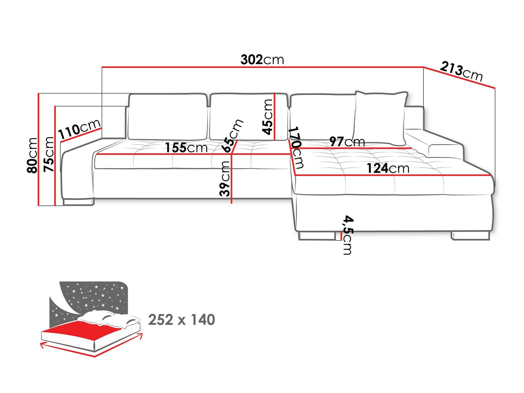 Canapé d'angle Comfivo Nitor II (Clara 215.02)