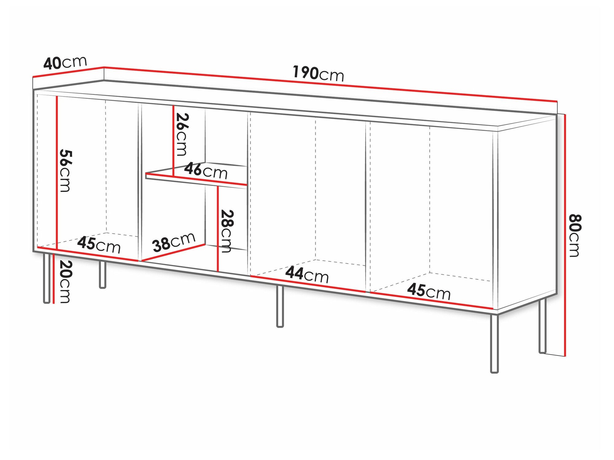 Buffet Monevare 101 (Noir + Chêne wotan)