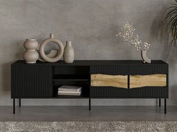 Meuble TV Monevare 102 (Noir + Chêne wotan)