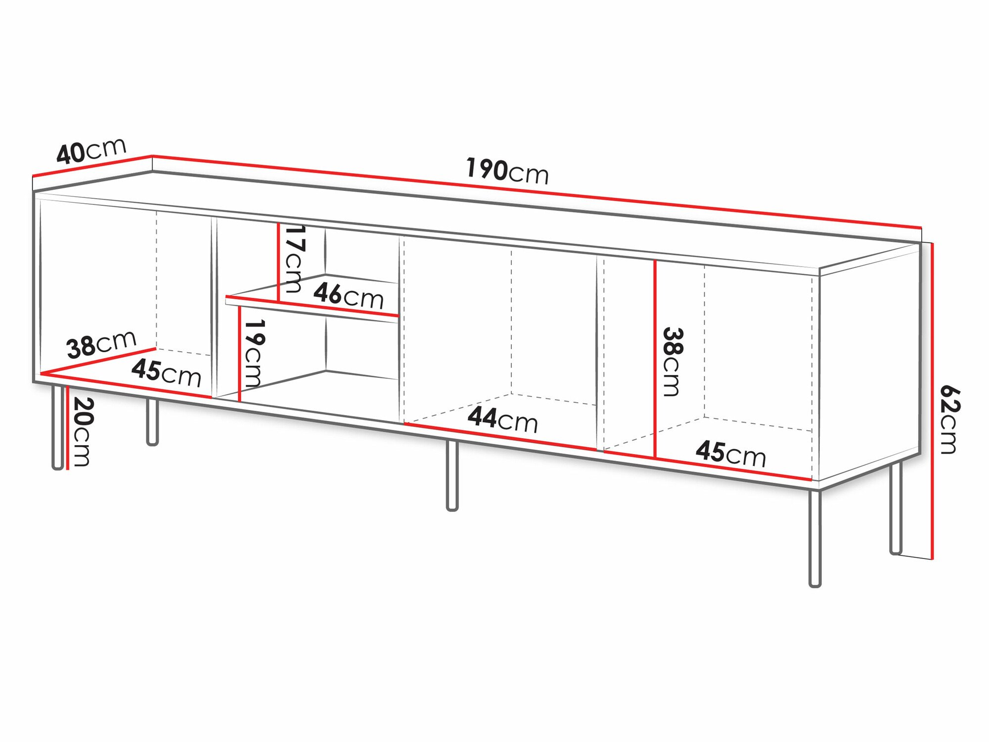 Meuble TV Monevare 102 (Noir + Chêne wotan)