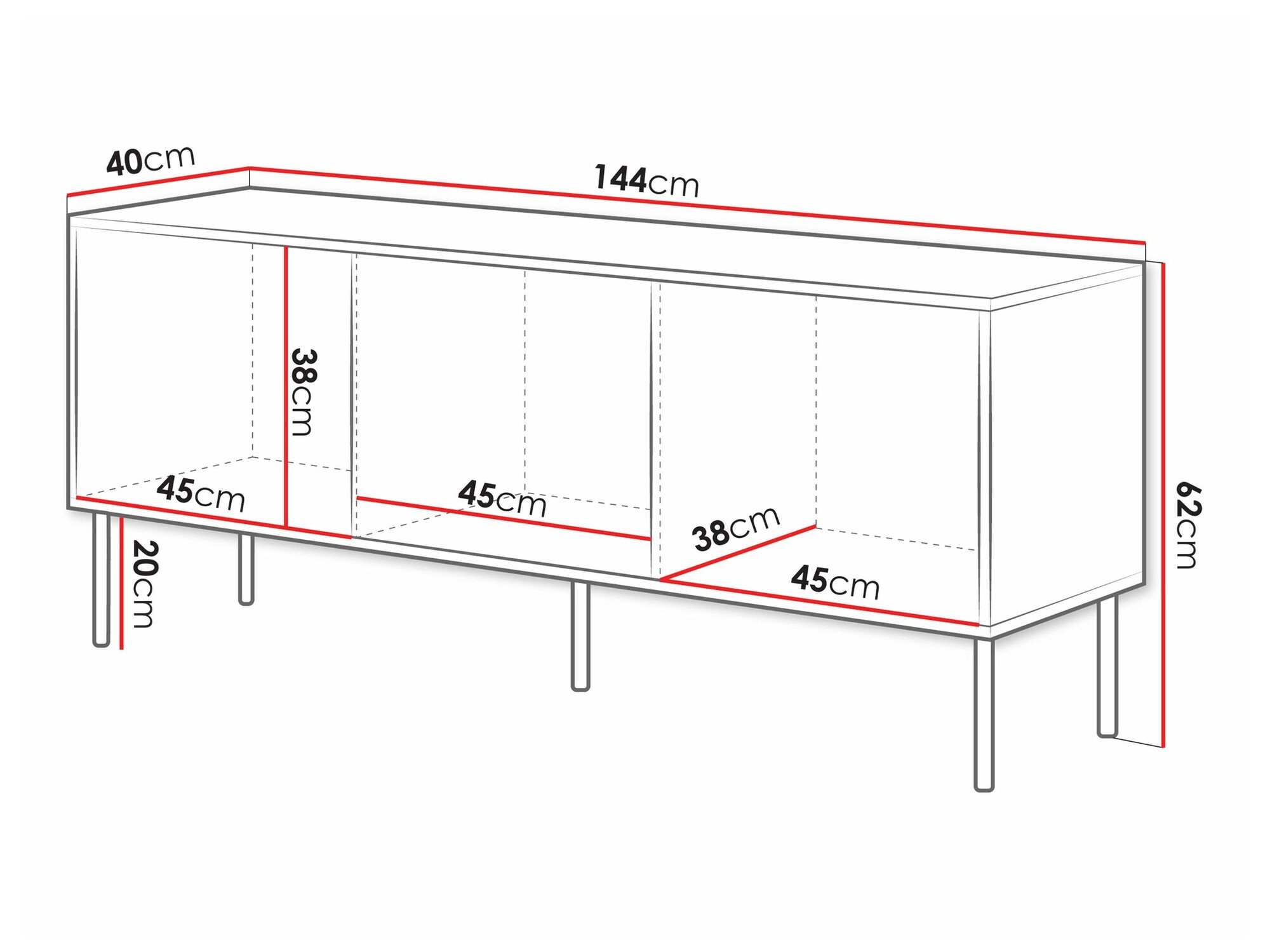 Meuble TV Monevare 103 (Noir + Chêne wotan)