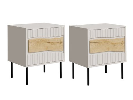 Ensemble de tables de chevet Monevare 104 (Chêne wotan + Cachemire)